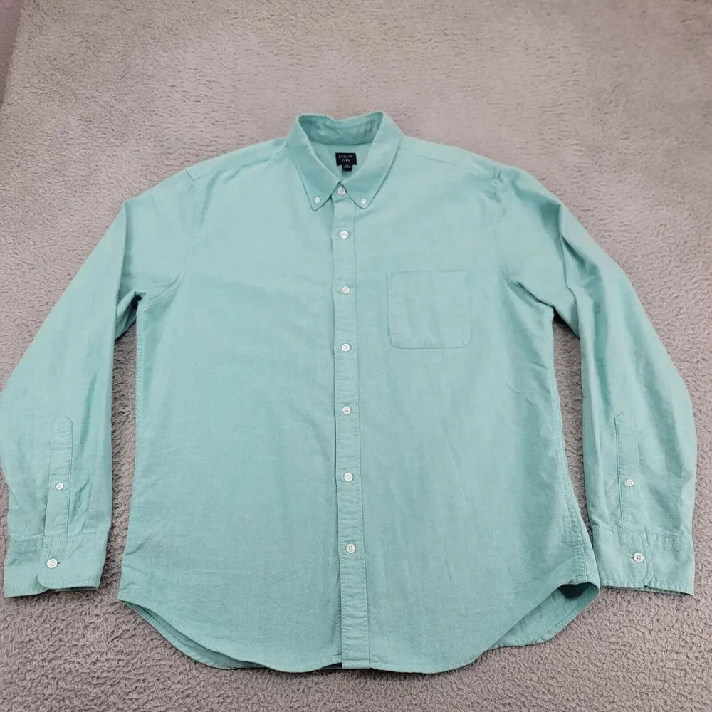 J. Crew Shirt Mens XL Green Flex Button Down Long Sleeve Pocket Preppy‎ Casual